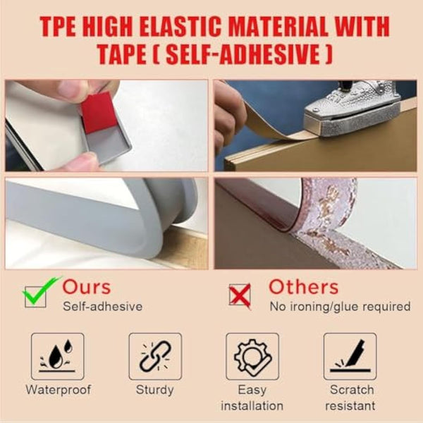 flintronic 5m*16mm U-Shape Flexible Furniture Edge Banding, Baby Safty Baby Edge Protector, Self Adhesive TPE Wood Edging Tape, DIY Furniture Edge Trim for Table, Cabinet, Furniture Restoration