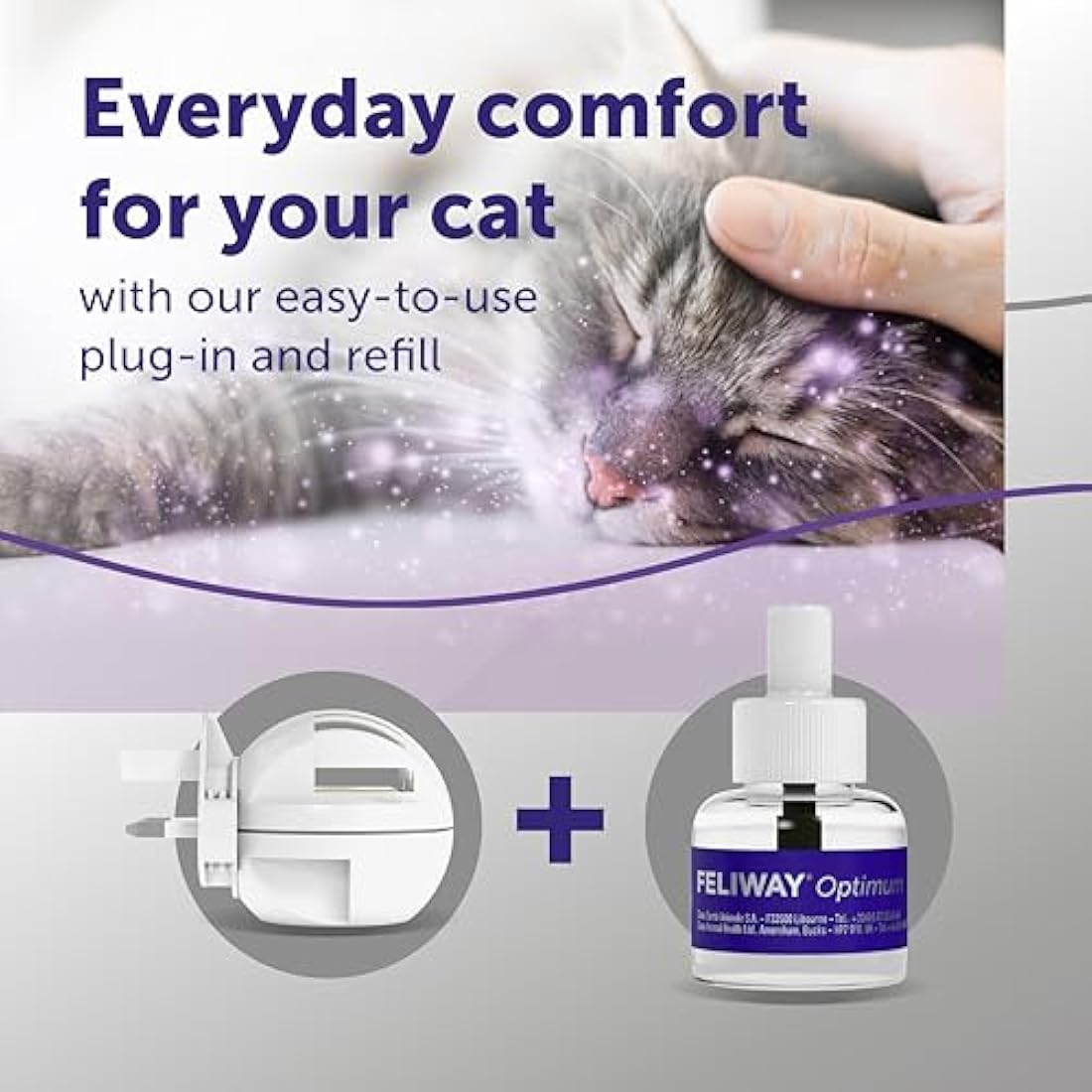 FELIWAY Optimum 30 Day Cat Calming Odourless Plug In Pheromone Diffuser Starter Kit, 48ml - Helps Solve Signs of Stress in Cats & Kittens, Veterinary Recommended, Drug-free, Clinically Proven