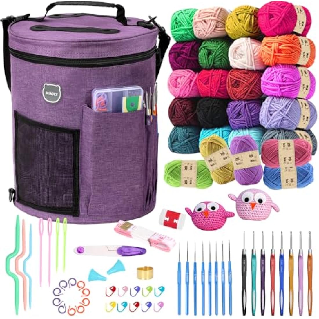 MIAOKE 79pc Crochet Kit, Large Knitting Bag Yarn Storage Organizer, Knitting & Crochet Supplies, Waterproof Crochet Bag, Crochet Accessories, Crochet Hooks, Crochet Hook Kits, Knitting Bag
