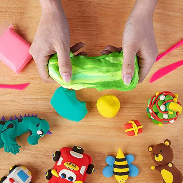 24 Colors Air Dry Clay, Ultra Light Modeling Clay, QMay Magic Clay Artist Studio Toy, No-Toxic Modeling Clay & Dough, Creative Art DIY Crafts, Gift for Kids