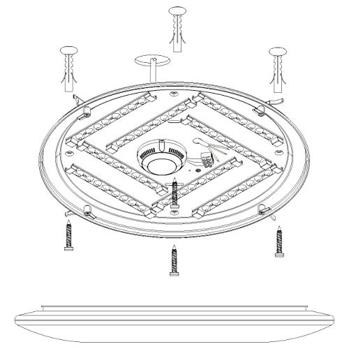 EGLO Nieves LED Ceiling Light, Diameter 51 cm, Crystal Effect Ceiling Light Made of Plastic and Metal, Living Room Lamp in White, Silver, Bedroom