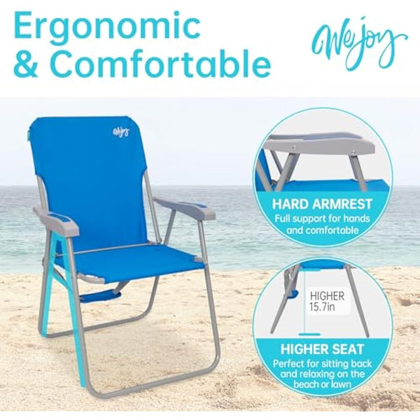#WEJOY Folding Beach Chairs Lightweight Portable Garden Chair with Armrest Sturdy High Back Camping Chair for Outdoor Fishing Festival