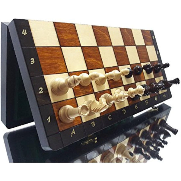 Master of Chess Magnetic Wooden Chess Set with Pieces 35 cm / 14 in - Handcrafted Small Portable Chess Board Game for Adults and Kids