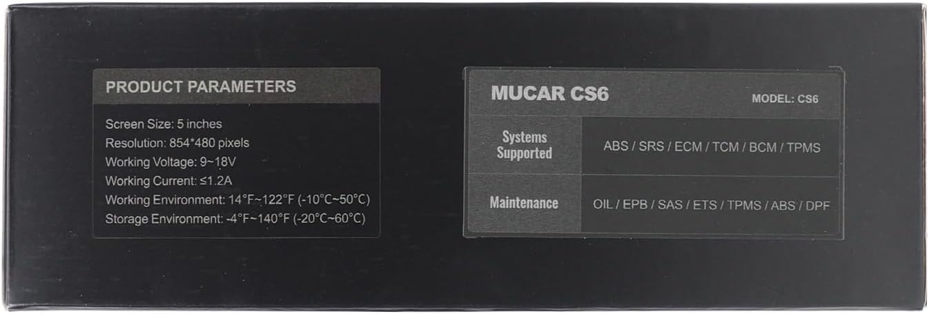 MUCAR Car Diagnostic Tool OBD2 Scanner, CS6 Car Scanner with 6 System (ABS SRS ECM TCM BCM TPMS) with 7 Reset Service (Oil EPB SAS ETS TPMS ABS DPF), Auto VIN Scan Tool for All Car Free Lifetime