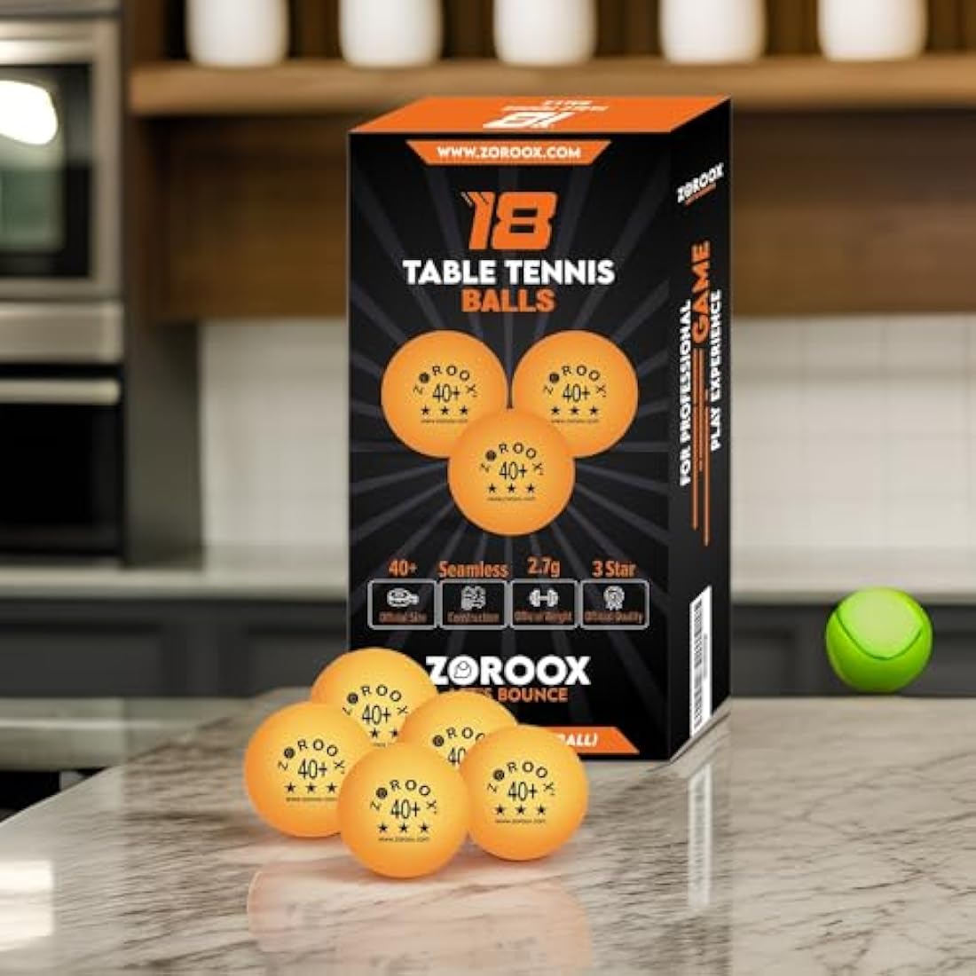 ZOROOX High-Performance 3-Star Table Tennis Balls - Pack of | 9, 18, 36 or 72 | Orange or White | 40+ ABS Competition Grade Ping Pong Balls