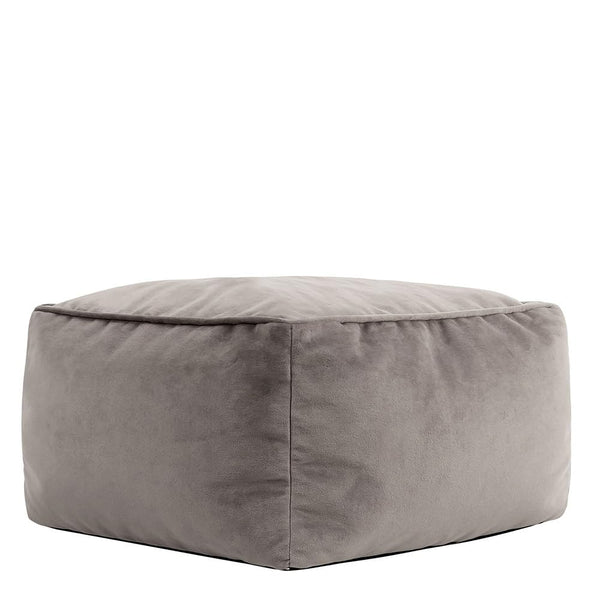 icon Amara Velvet Bean Bag Footstool, Charcoal Grey, Pouffe Footstool with Filling Included, Footrest, Bedroom, Living Room, Living Room Furniture