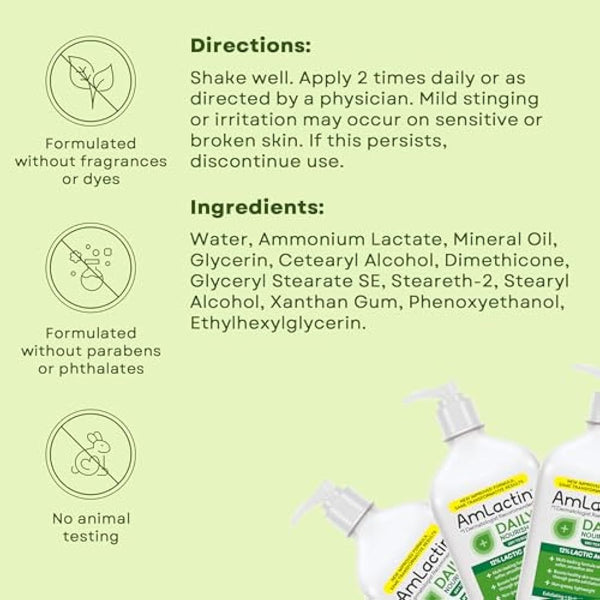 AmLactin Daily Moisturizing Body Lotion, 14.1 Ounce Bottle with Pump, Paraben Free