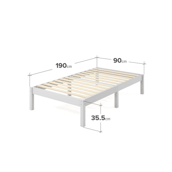 Zinus Ellie Single Bed Frame - Bed 90 x 190 cm - 36 cm Height with underbed storage - Bamboo and Wood Platform Bed Frame with Headboard, Brown