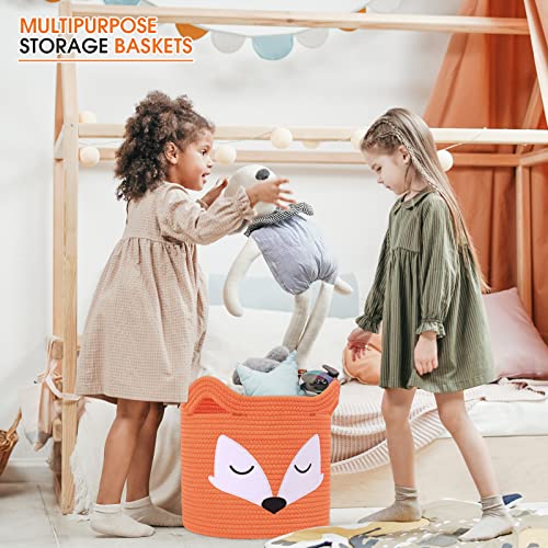 ACOHSY Storage Baskets Storage Boxes,Set of 30x30x30 CM Collapsible Laundry Baskets,Kallax Storage Unit,Toy Basket,Cute Animal Toy Storage Rope Basket