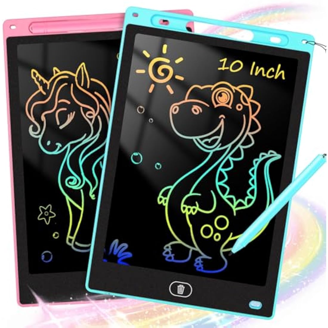 KTEBO® 2 Pack 10 Inch LCD Writing Tablet for Kids, Electronic Drawing Pad and Doodle Board for Ages 3-8, Birthday and Christmas Gifts for Boys and Girls, Back to School Supplies for Kids(Pink & Blue)