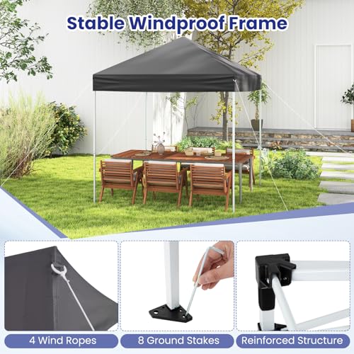 COSTWAY 2m x 2m Pop up Gazebo, 3-Position Height Adjustable Commercial Instant Canopy Tent with Carry Bag, Garden Patio Sun Shelter for Camping BBQ Party (Blue, 198 x 198 x 190-244 cm)