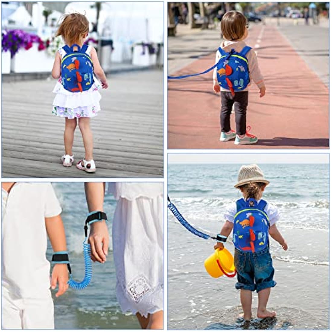 AOMIG Baby Reins, Baby Walking Reins and Toddler Safety Harness, Dinosaur Baby Reins Safety Leash Baby Toddler Anti Lost Belt Reins for Toddlers Boys and Girls (Blue)