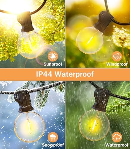 JEYMORKEY Festoon String Outdoor Garden Lights: 30M 100ft G40 Outside Electric Light Mains Powered Shatterproof LED Bulb Waterproof Lighting for Outside Patio Pergola Gazebo