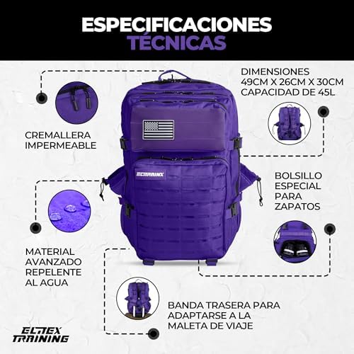 ELITRAINX V2 Backpack 45L Military Tactical Waterproof Cross Training Outdoor Travel Sports Gym Portable Oxford 900D by ELITEX TRAINING