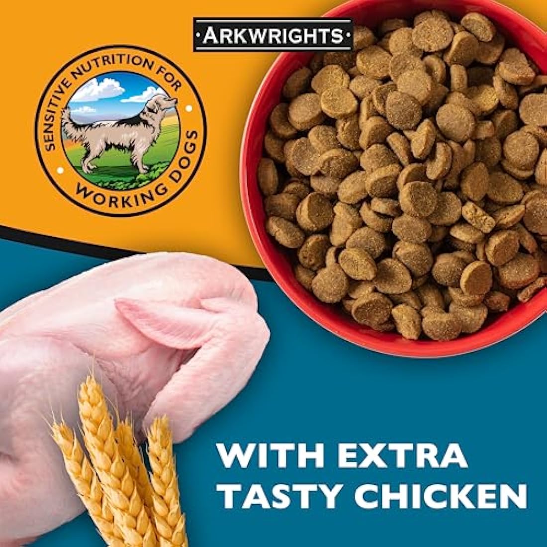 Arkwrights Sensitive Complete Dry Dog Food 15kg - Extra Chicken and Wheat Free Recipe - Sensitive Nutrition for Working Adult Dogs - Dry Dog Biscuits