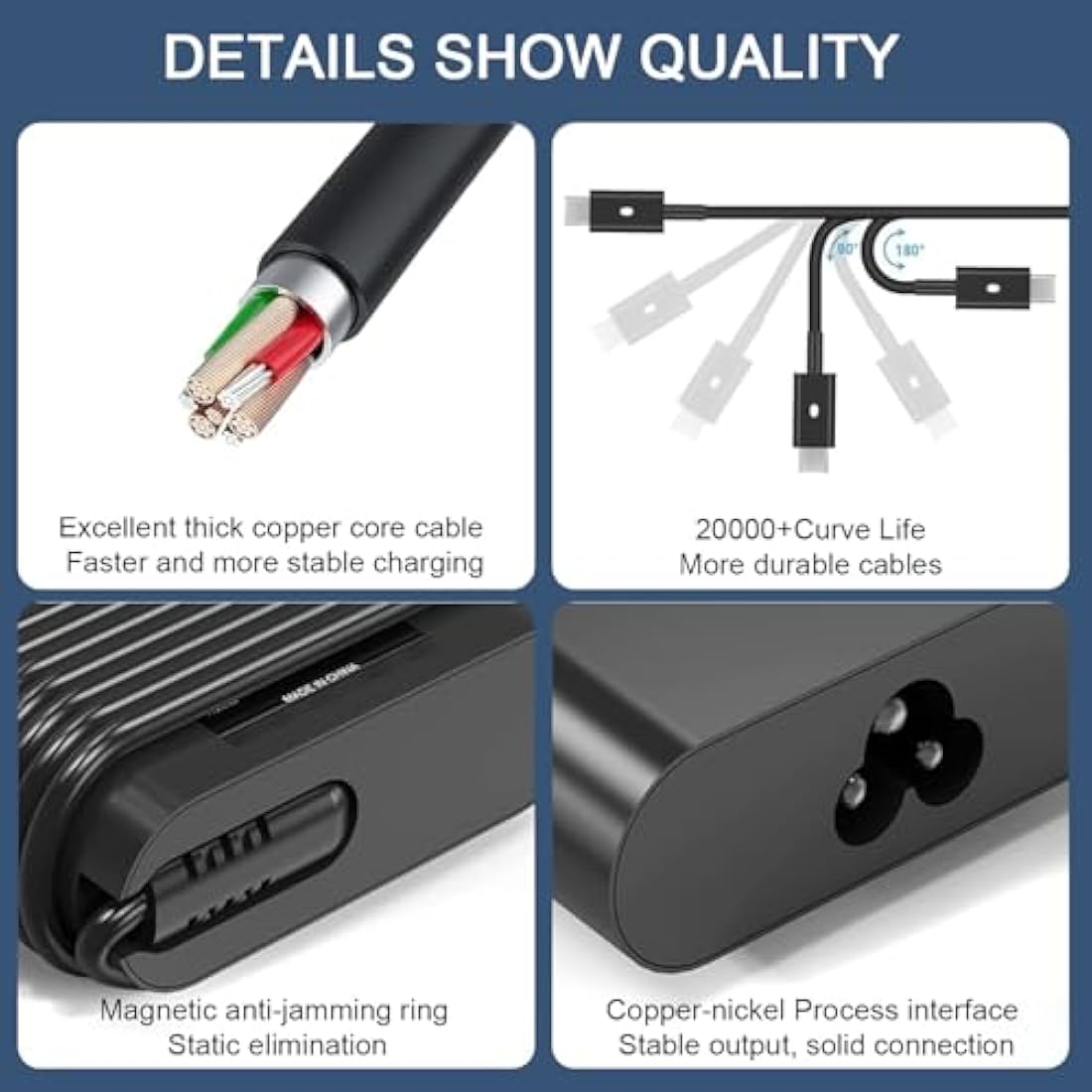 130W USB C Laptop Charger for Dell XPS 17 9700 9710 15 9500 9510 9520 9575 2in1 Precision 5550 5560 5570 3470 3560 3570 3561 3550 5530 2in1 Latitude 5520 5530 7410 7310 7210 9410 9510 Power Cord