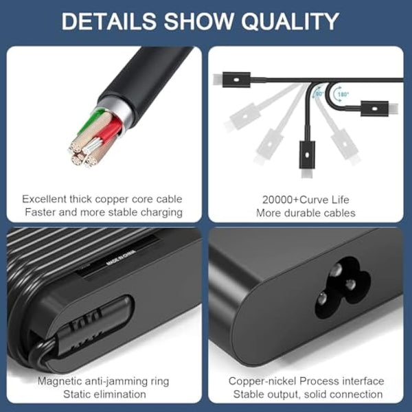 130W USB C Laptop Charger for Dell XPS 17 9700 9710 15 9500 9510 9520 9575 2in1 Precision 5550 5560 5570 3470 3560 3570 3561 3550 5530 2in1 Latitude 5520 5530 7410 7310 7210 9410 9510 Power Cord