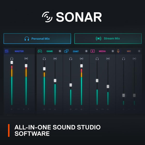 SteelSeries Alias USB Mic for PC — 3x Bigger Capsule for Gaming, Streaming and Podcasting — Sonar for Streamers Audio Software — AI Noise Cancelling — LED Mute & Level Monitoring — Shock Mount - Black