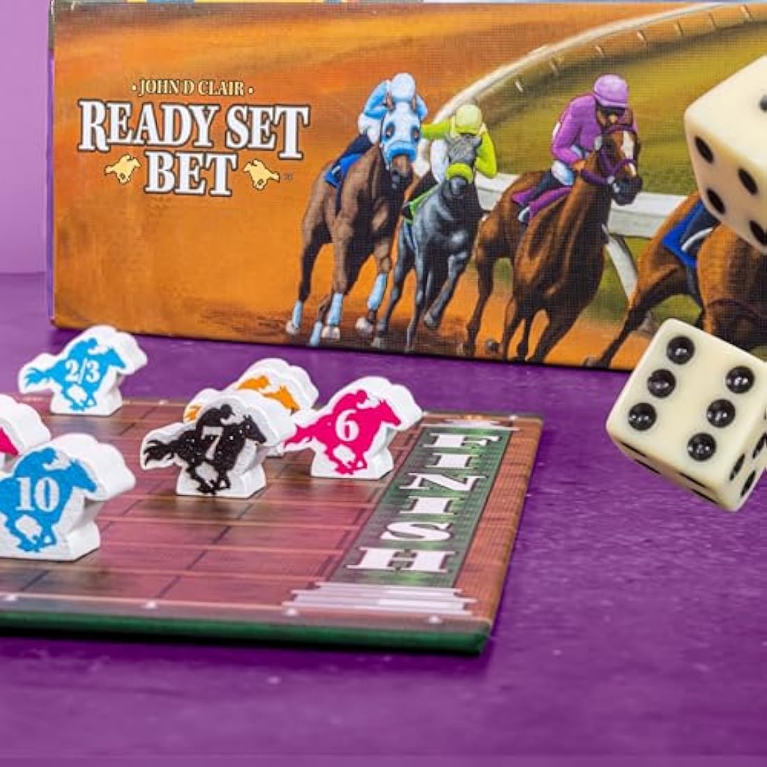 Alderac Entertainment Group | Ready Set Bet Board Game in English for All Family | Dice Rolling Party game for 2-9 Players | Horse Betting Game | Player with the Most Money Wins