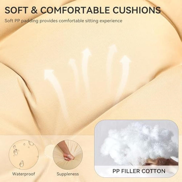 YITAHOME Rattan Egg Chair，Swing Egg Chair w/ Cushions，Sturdy Steel Frame，105x74x72 cm Hanging Egg Chair w/ a Chain & S Hook Patio，Garden，Living Room，Brown Egg Chair & Beige Cushion (FTPLPS-1010-E)