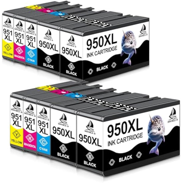 DOUBLE D 950XL 951XL Ink Cartridges Replacement for HP 950 951 950XL 951XL Combo Pack Compatible for HP Officejet Pro 8600 8610 8620 8100 8615 8625 8630 8640 251dw 276dw (10 Pack)