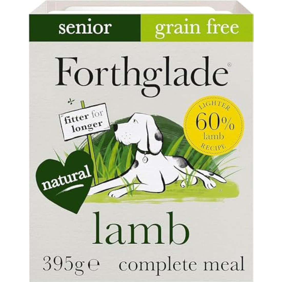 Forthglade Complete Natural Wet Dog Food - Grain Free Lamb with Vegetables (18 x 395g) Trays - Senior Dog Food 7 Years+