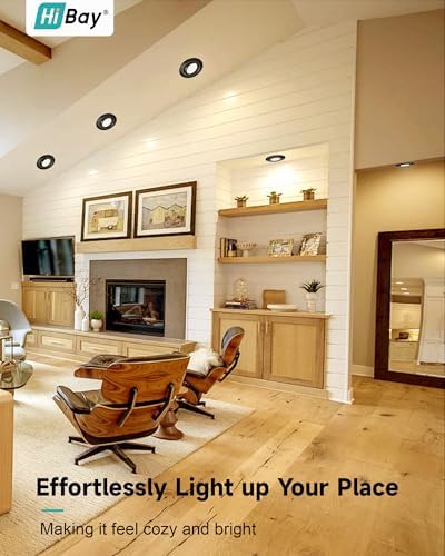 HiBay 8X Led Downlights Ceiling 5w, 230V Ultra Slim Recessed Spot Lights Ceiling Warm White，Hole Size 72-80 mm, 40° Tilt Chrome Round Led Spot Lights for Kitchen, Living Room, Bedroom Indoor