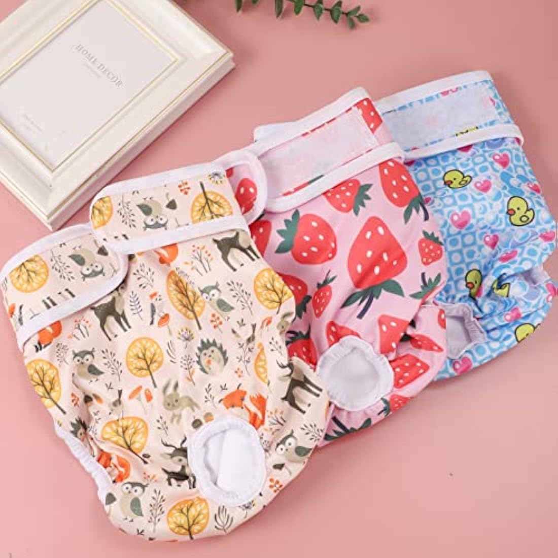 Medo3 Packs Reusable Dog Nappies, Super Absorbent Washable Dog Diapers Puppy Sanitary Wraps Panties for Female Pet Incontinence and Long Travels 30-40 cm/11.8-15.7 inch (S), pink+blue+yellow