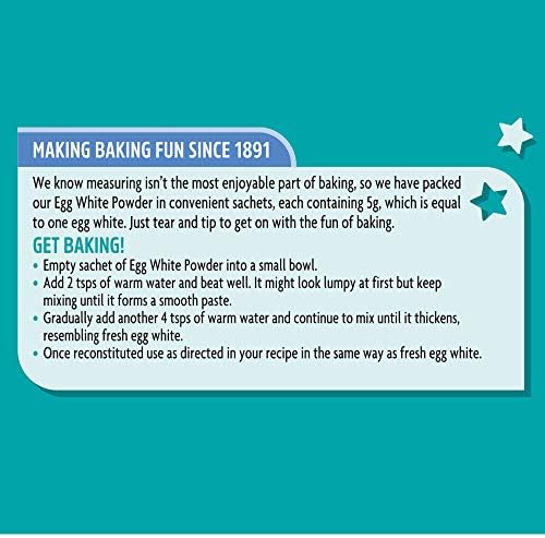 Dr. Oetker Free Range Egg White Powder Sachets,140g, Pack of 7x(4x5g) - baking ingredients for store cupboard suitable for vegetarians, kids bakes, meringues, cakes, one sachet equals one egg