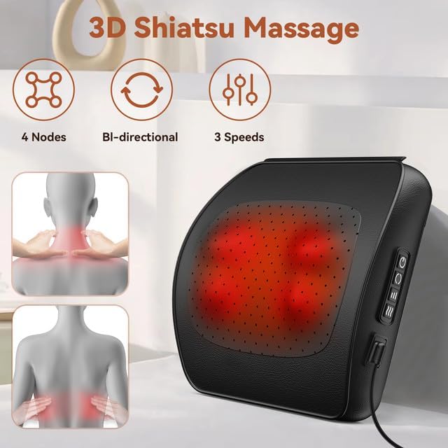 Back Massager, WERTYI Neck and Back Massager with Heat, Deep Tissue 3D Kneading Shiatsu Massage Pillow for Body, Shoulder, Foot and Leg, Christmas Gifts for Women and Men - Remote Control