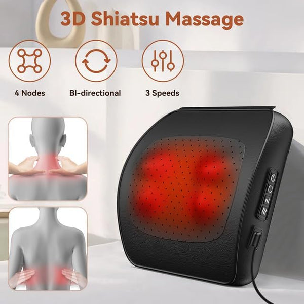 Back Massager, WERTYI Neck and Back Massager with Heat, Deep Tissue 3D Kneading Shiatsu Massage Pillow for Body, Shoulder, Foot and Leg, Christmas Gifts for Women and Men - Remote Control