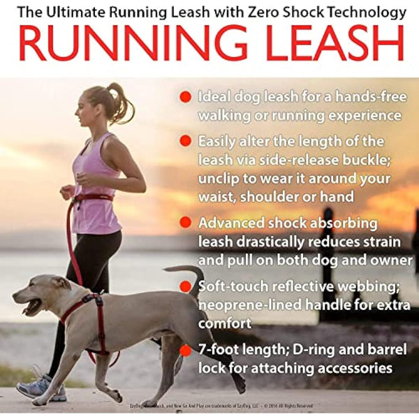 EZYDOG Road Runner Lead - Comfortable Padded Handle, Reflective Thread, 1.8M (Grey) for Small, Medium & Large Dogs