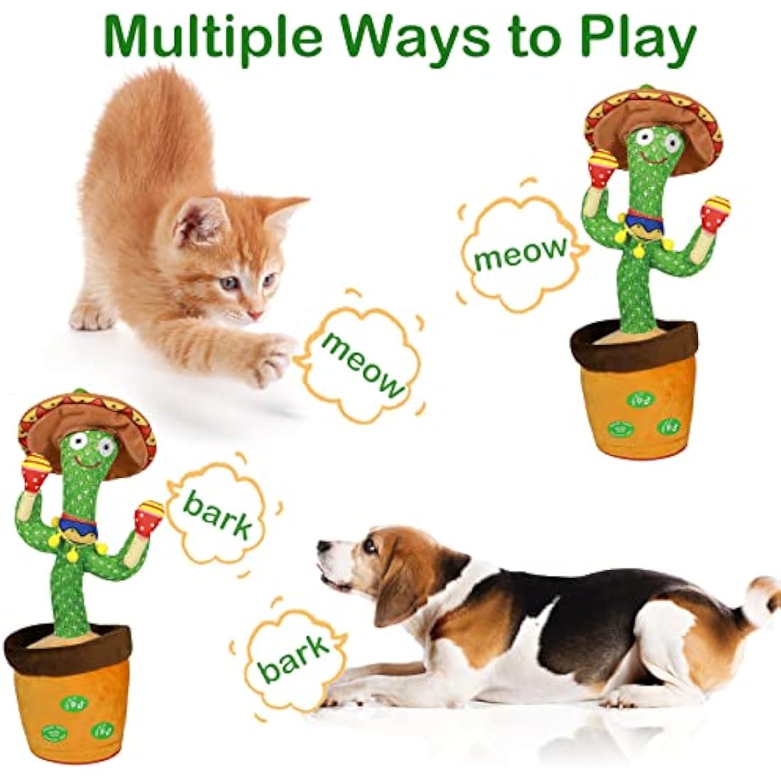 HICAS Dancing Talking Cactus Toy Repeat What You Say Singing Cactus Voice Recorder Baby Toys Volume Control with 120 Songs Funny Children Education Toys, Gifts and Home Decoration