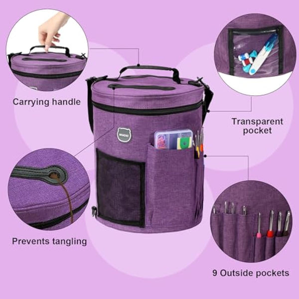 MIAOKE 79pc Crochet Kit, Large Knitting Bag Yarn Storage Organizer, Knitting & Crochet Supplies, Waterproof Crochet Bag, Crochet Accessories, Crochet Hooks, Crochet Hook Kits, Knitting Bag