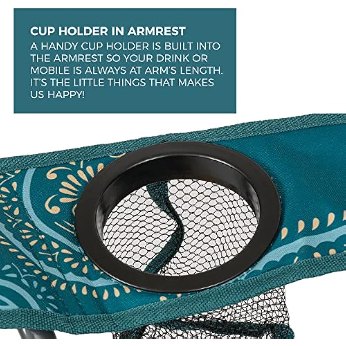 Highlander Camping Chair - Compact & Lightweight Folding Chair, 2.2kg, Portable Chair for Outdoors, Durable Steel Frame Arm Chair with Cup Holder