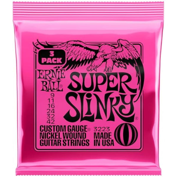 Ernie Ball Super Slinky Nickel Wound Electric Guitar Strings 3 Pack - 9-42 Gauge