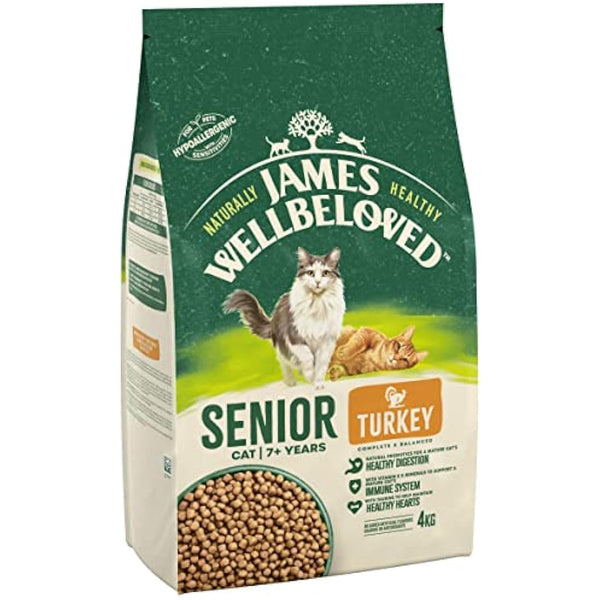 James Wellbeloved Senior Turkey 4 kg Bag, Hypoallergenic Dry Cat Food