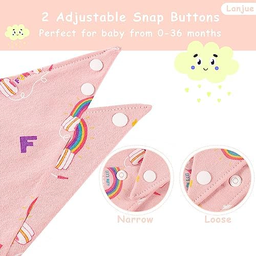 Baby Bandana Dribble Bibs, 10-Pack Cotton Baby Feeding Bibs Super Absorbent Drool Bibs with Adjustable Snaps for 0-36 Months Newborn and Toddlers