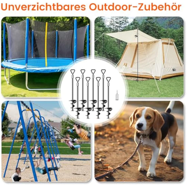 Ground Anchors Tent Pegs Trampoline Anchors Heavy Duty Screw in, Tent Pegs High Winds Heavy Duty for Camping Tent, Canopies, Carports, Sheds, Swing Sets,14in Ground Anchors