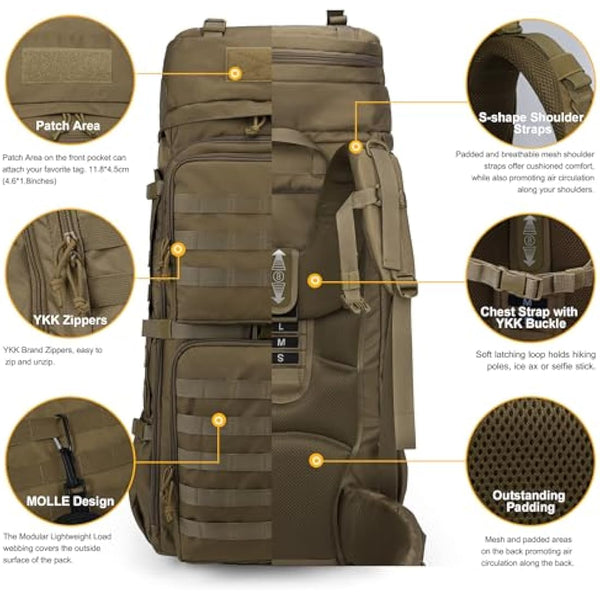 Mardingtop 75L Tactical Backpack Large Camping Backpack Military Rucksack with Rain Cover Molle System Army Backpack for Outdoor Trekking,Mountaineering,Hiking