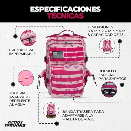 ELITRAINX 25L Tactical Military Waterproof Backpack for Sports, Cabin Airplane, Gym, Outdoors, CrossTraining by Elitex Training