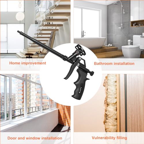 Foam Gun, Preciva Black Professional Expanding Heavy Duty Expandable Spray Application Applicator Caulking Foaming Guns