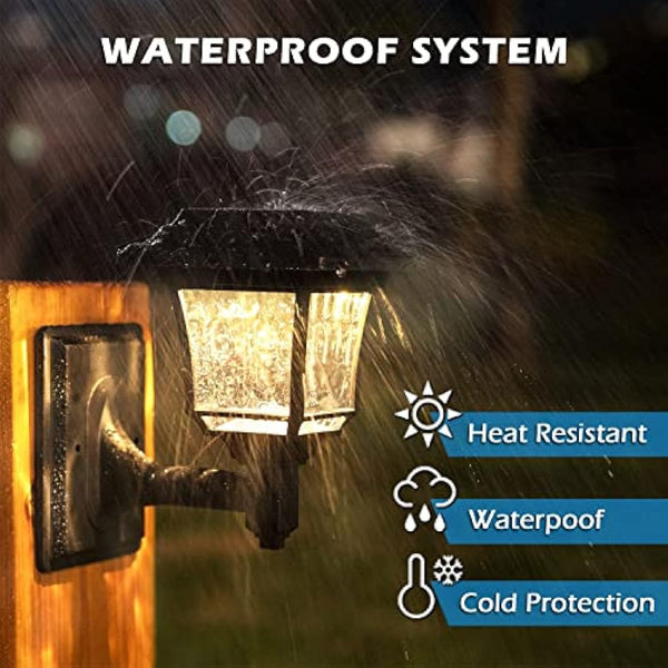 LeiDrail Solar Fence Lights, 2 Modes Solar Lights Outdoor Garden Cool White/Warm White LED Solar Powered Wall Lights Waterproof Decor for Patio Yard 4 Pack