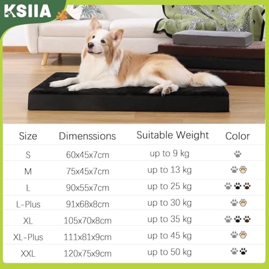 KSIIA Extra Large Dog Bed Washable, XXL Orthopedic Dog Crate Beds with Waterproof Removable Cover, Big Flat Dog Mattress Non skid Bottom, Pet Beds for Dogs, Grey, 111x81x9cm