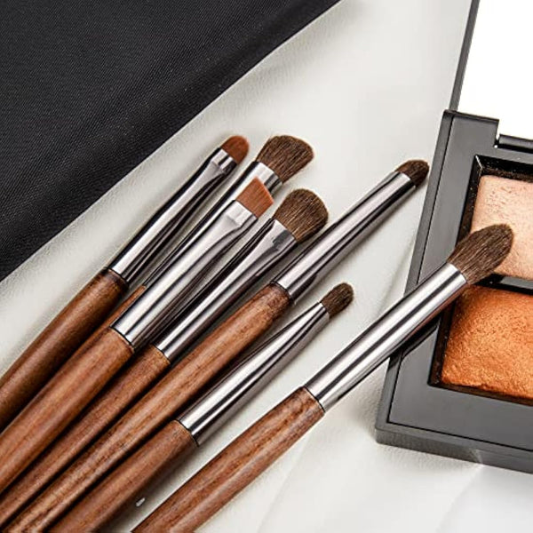 ENZO KEN Natural Pony Hair Eye Shadow Brush Set, Small Eyeshadow Brushes Set, Eye Makeup Brushes Set Professional, Small Nose Contour Brush, Angled Eyeshadow Brush, Eyeshadow Blending Brushes