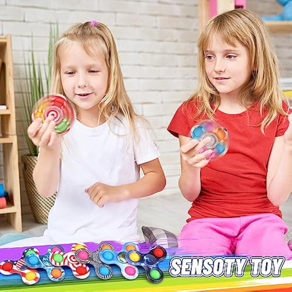 12 Pack Bubble Pop Fidget Spinner Sensory Toy, Simple Popper Squeeze Push Pop Fidget Toy For Stress Relief, Christmas Stocking Stuffer Birthday Gifts Party Favors Gift Classroom Prize