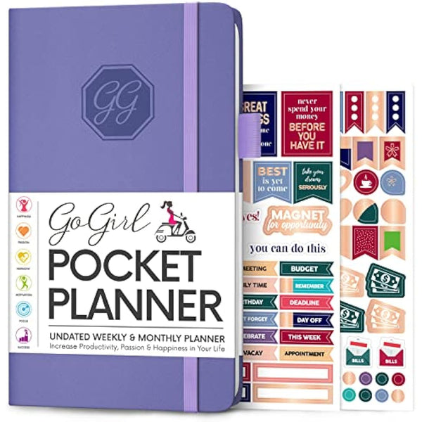 GoGirl Planner and Organizer for Women – Pocket Weekly Planner, Goals Journal & Agenda for Time Management & Productivity. Undated (Lavender)