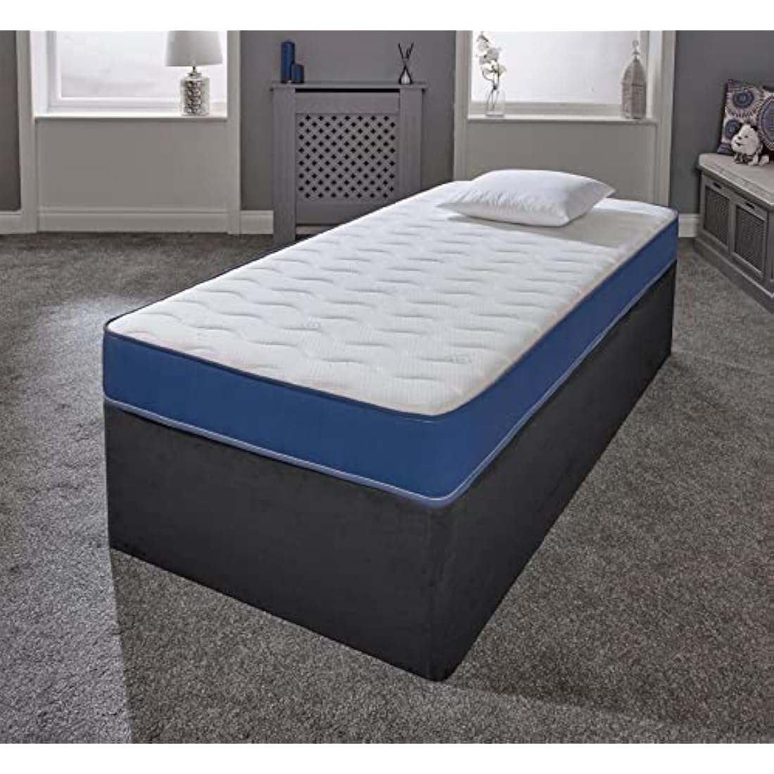 eXtreme comfort ltd Cooltouch Colours Ocean Blue Wave Hybrid Memory Foam & Pinna-Coil Innerspring Mattress With Ocean Blue Border 18cms Deep, 2ft6 Small Single 75cmx190cm