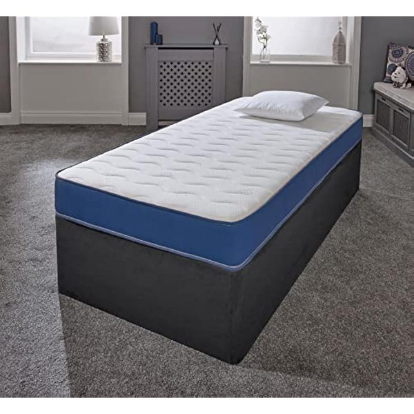 eXtreme comfort ltd Cooltouch Colours Ocean Blue Wave Hybrid Memory Foam & Pinna-Coil Innerspring Mattress With Ocean Blue Border 18cms Deep, 2ft6 Small Single 75cmx190cm