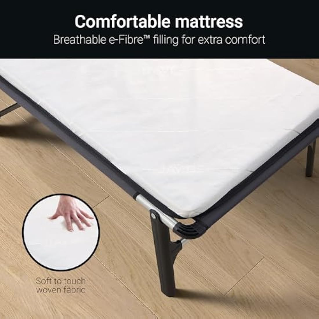 Jay-Be Folding Bed with Comfort Mattress - Single, Black